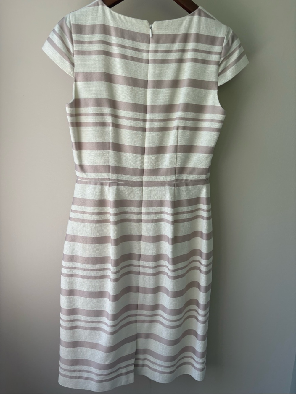 J. Crew Striped Cap-Sleeve Sheath Dress in Blush and White - Picture 5 of 7